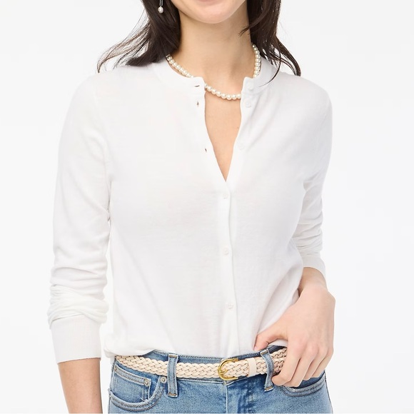 J Crew Classic Cotton Cardigan in White Size Small - Picture 2 of 4